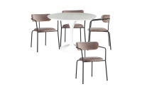 Обеденная группа стол FR 0220 и 4 стула FR 0548 Белый/Велюр латте