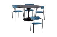 Обеденная группа стол FR 0223 и 4 стула FR 0550 Черный/Велюр тёмно-бирюзовый