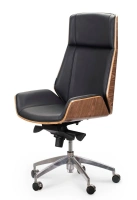 Офисное кресло ПАТИО, натуральная кожа, черный
