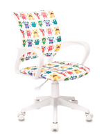 Кресло детское Бюрократ BUROKIDS 1 W белый с принтом монстры крестовина пластик белый
