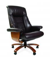 Офисное кресло Chairman 400, кожа+PU, корич. N