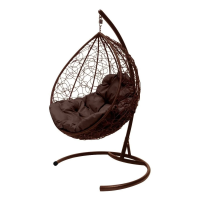Подвесное кресло КАПЛЯ с экоротангом коричневое, коричневая подушка