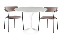 Обеденная группа стол FR 0220 и 2 стула FR 0548 Белый/Велюр латте