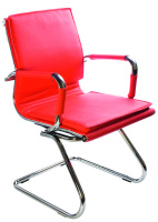 Кресло Бюрократ CH-993-Low-V/Red на полозьях низкая спинка красный искусственная кожа