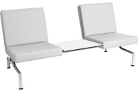 Многоместная секция со столиком (3-х местная, серебристый металлик) Slot МС13/2-03 Искусственная кожа К 30 (белая)/Серебристый металлик