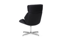 Кресло дизайнерское Charm High Lounge Анилиновая кожа черная/Полированный алюминий