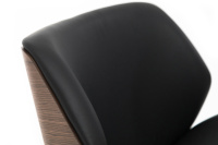 Кресло дизайнерское Charm High Wood Lounge Анилиновая кожа черная/Полированный алюминий