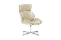 Кресло дизайнерское Charm High Lounge Полуанилиновая кожа бежевая/Полированный алюминий