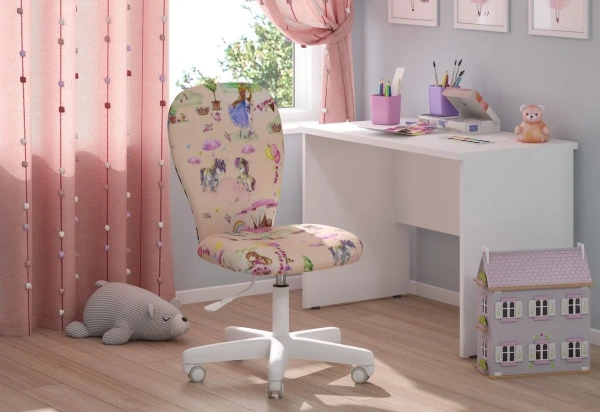 Детское компьютерное кресло CHAIRJET KIDS 105, велюр, принт принцессы