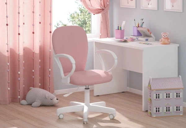 Детское компьютерное кресло CHAIRJET KIDS 105 с подлокотниками, ткань TW, розовый
