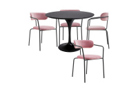 Обеденная группа стол FR 0221 и 4 стула FR 0369 Черный/Велюр пудровый