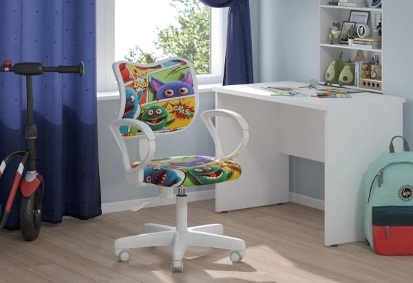 Детское компьютерное кресло CHAIRJET KIDS 102 с подлокотниками, велюр, монстры