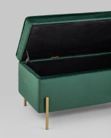 Банкетка Тюдор с ящиком велюр зеленый