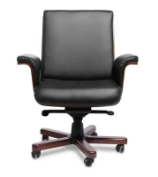 Офисное кресло CADIS B, кожа, черный/темный орех