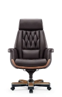 Офисное кресло ТРОН, натуральная кожа, черный