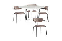 Обеденная группа стол FR 0222 и 4 стула FR 0548 Белый/Велюр латте