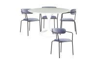 Обеденная группа стол FR 0222 и 4 стула FR 0370 Белый/Велюр серый