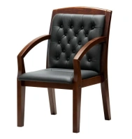 Офисное кресло ZURICH D, кожа, черный/темный орех