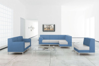 Коллекция мягкой мебели M9 Экокожа сиденье Euroline 921 (белая)/спинка Oregon 03 (синяя)