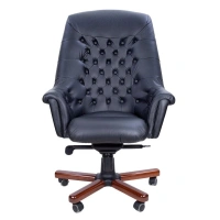 Офисное кресло ZURICH A, кожа, черный/темный орех