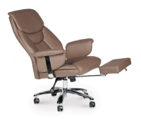 Офисное кресло ПАРЛАМЕНТ с реклайнером, экокожа, серо-коричневый
