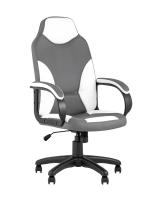 Кресло компьютерное игровое Кронос экокожа серый/белый