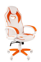 Кресло игровое компьютерное Chairman game 16 Россия экопремиум белый/оранжевый
