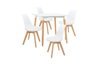 Обеденная группа стол FR 0403 и 4 стула FR 0023 Белый/Бук/Пластик белый