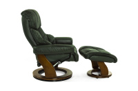 Кресло-реклайнер Lux Кожа зеленая-007/Орех-029