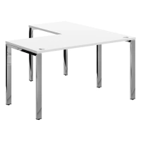 Стол угловой XTEN GLOSS 140х150, Белый/Нержавеющая сталь