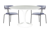 Обеденная группа стол FR 0222 и 2 стула FR 0370 Белый/Велюр серый