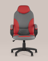 Кресло компьютерное игровое Кронос экокожа серый/красный